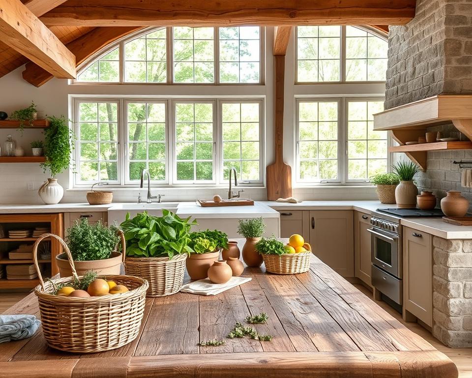 Natural elements in kitchen decor