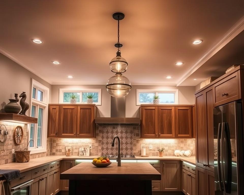 layered kitchen lighting