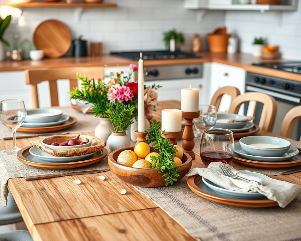 layered kitchen table decor