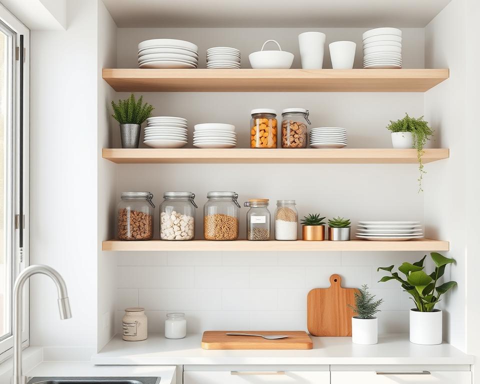 open shelving kitchen