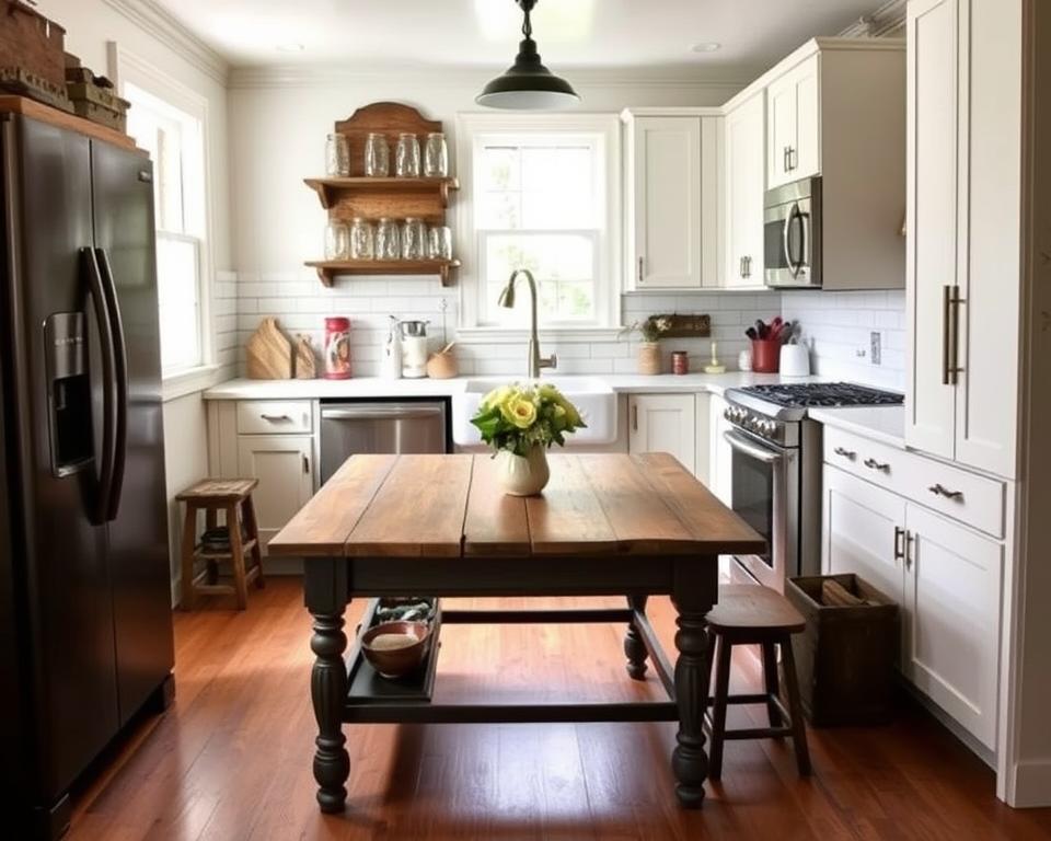 repurposed antique pieces in kitchen