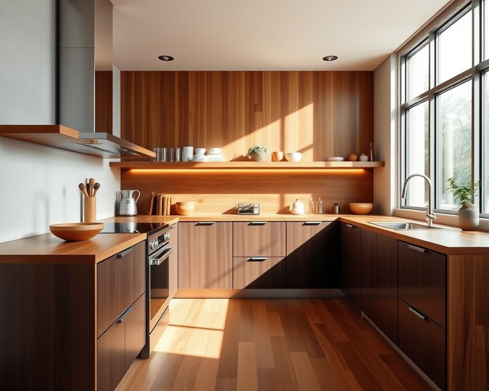 wood accents in kitchen